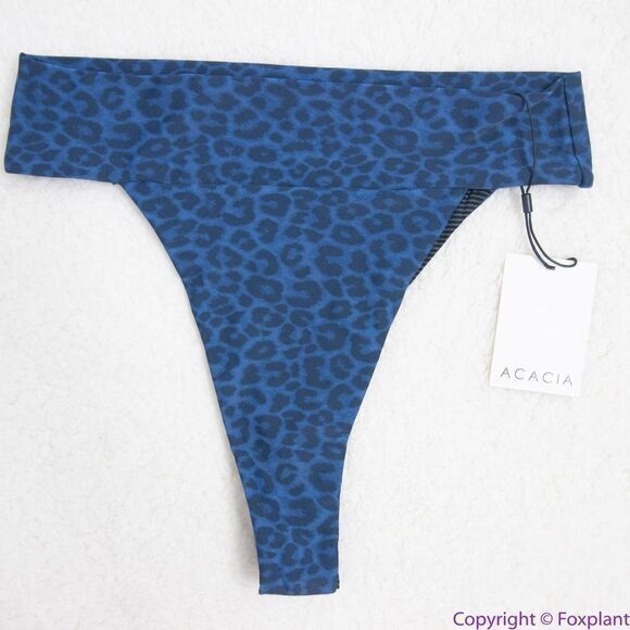 NEW Acacia Mateo bikini bottom‎ leopard animal print blue Amur, M - Picture 2 of 16